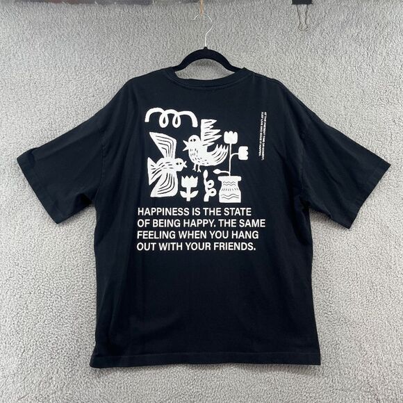Zara Mens Graphic Tee XL Happiness is the state of being happy quote friends - Picture 1 of 10